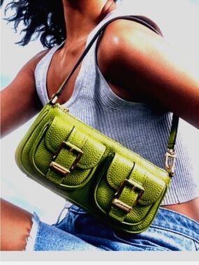 MICHAEL KORS MEADOW GREEN ZOE SMALL CONVERTIBLE POUCHETTE SHOULDER BAG